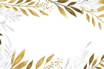 Canvas Print - Botanical leaf frame backgrounds pattern gold.