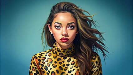 Wall Mural - beautiful woman in leopard suit