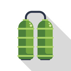 Poster - Green oxygen tanks icon in flat style with long shadow, isolated on white background