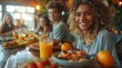 © saxti - Family With Teenage Children breakfast In Kitchen