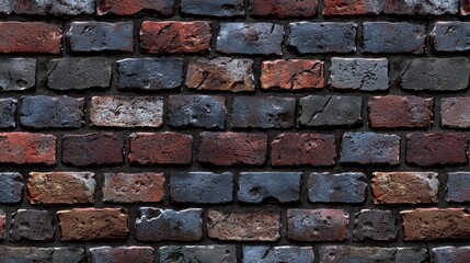 Wall Mural - A brick wall with a blue brick in the middle