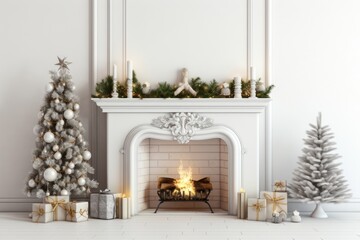 Wall Mural - Fireplace christmas anticipation architecture.