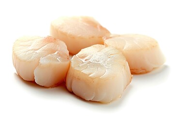 Poster - Scallop meat seafood white background freshness.