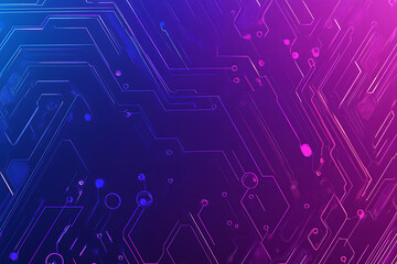 Futuristic vector illustration of an abstract circuit board with neon blue and purple gradients, showcasing intricate digital patterns and tech elements