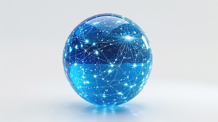 Blue Sphere with Network Connections