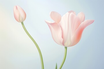 Sticker - Painting of tulip blossom flower petal.