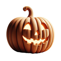 Wall Mural - 3d illustration of wooden Carved halloween's jack o lantern pumpkin