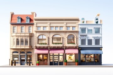 Canvas Print - City shops facade architecture building street.