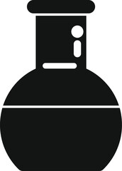 Poster - chemical laboratory glassware flask with round bottom containing blue liquid for scientific experime