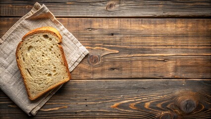 Bread slice on a rustic wooden table, baked, carbohydrate, breakfast, slice, toast, wheat, food, bakery, fresh, crust