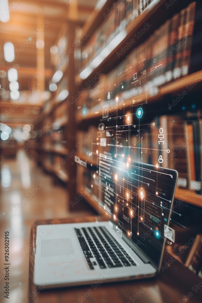 Laptop Computer Displaying Abstract Programming Code and Data Analysis ...