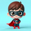 © Marek49 - cute cartoon Superhero with cape and mask,3d ,3d avatar Generative aI