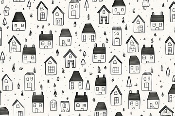 Poster - House pattern backgrounds line.