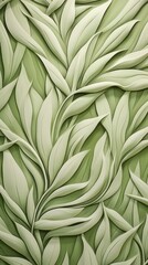 Canvas Print - Olive leaf bas relief pattern art plant green.