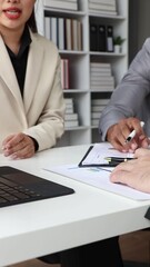 Wall Mural - Businessman meeting with colleagues, discussing the sales situation and making a marketing plan. Brainstorming, discussing financial analysis and planning business strategies.