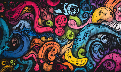 hand drawn abstract doodle style