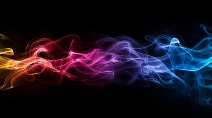 Poster - Dynamic swirls of vibrant colors dance gracefully across a dark backdrop, merging seamlessly into enchanting patterns