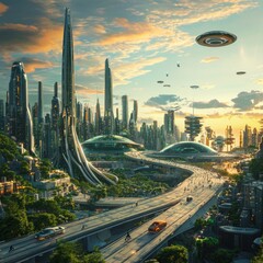 ## Futuristic City with Cutting-Edge Transportation: A Glimpse into Tomorrow