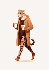 Wall Mural - Leopard animal cheetah walking.