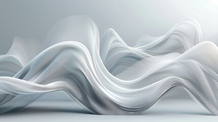 Wall Mural - Abstract illustration featuring a smooth and clean luxury texture with white and light gray waves, creating a modern, subtle background