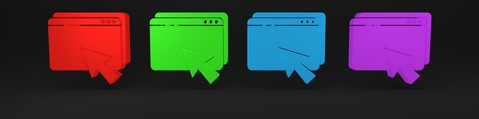 Poster - colorful web design and development concepts icon isolated on black background. minimalism concept. 