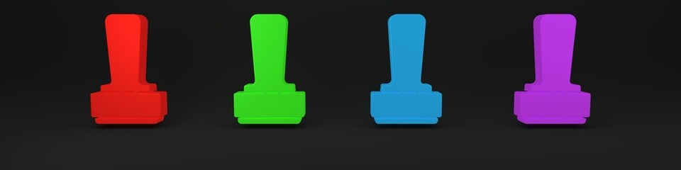 Poster - Colorful Stamp icon isolated on black background. Minimalism concept. 3D render illustration