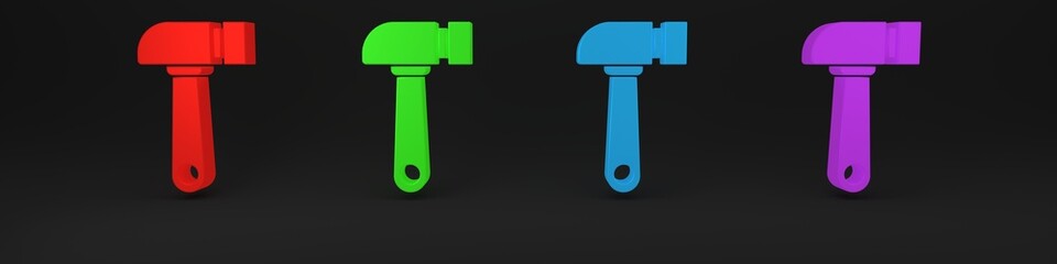 Poster - Colorful Hammer icon isolated on black background. Tool for repair. Minimalism concept. 3D render illustration