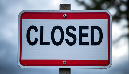 Closed due to weather sign isolated with white highlights, png