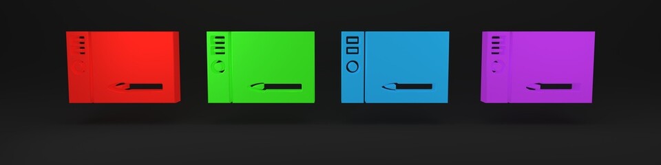 Poster - Colorful Graphic tablet icon isolated on black background. Minimalism concept. 3D render illustration