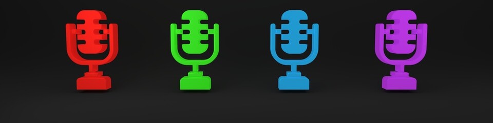 Poster - colorful microphone icon isolated on black background. on air radio mic microphone. speaker sign. mi