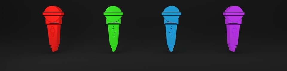 Poster - colorful microphone icon isolated on black background. on air radio mic microphone. speaker sign. mi