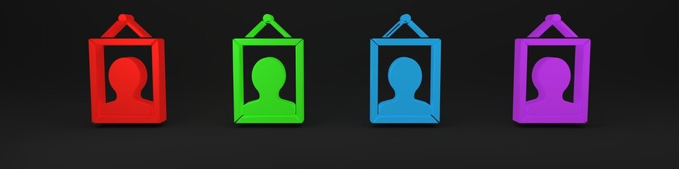 Poster - Colorful Picture icon isolated on black background. Minimalism concept. 3D render illustration