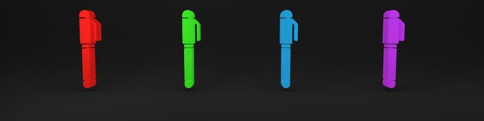 Poster - Colorful Pen icon isolated on black background. Minimalism concept. 3D render illustration