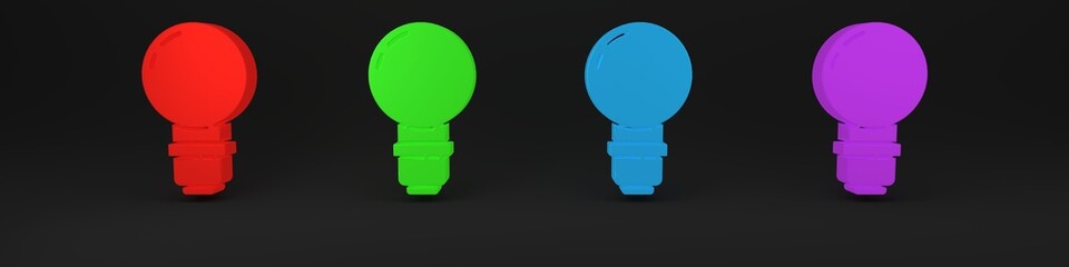 Poster - colorful light bulb with concept of idea icon isolated on black background. energy and idea symbol. 