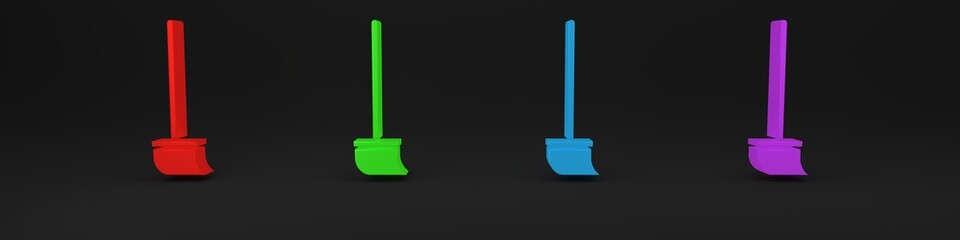 Wall Mural - Colorful Mop icon isolated on black background. Cleaning service concept. Minimalism concept. 3D render illustration