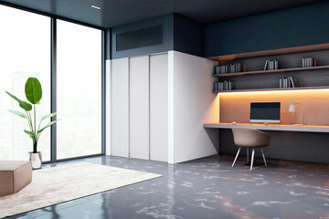 Sticker - Modern office corner with desk, chair, and computer. 3D Rendering