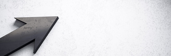 Aufkleber - Black arrow pointing upward on textured white background concept. 3D Rendering