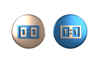 Sticker - Colorful Sport mechanical scoreboard and result display icon isolated on white background. Circle button. 3D render illustration