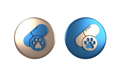 Wall Mural - Colorful Dog pill icon isolated on white background. Prescription medicine for animal. Circle button. 3D render illustration