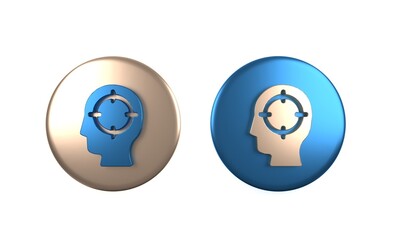 Poster - Colorful Head hunting icon isolated on white background. Business target or Employment sign. Human resource and recruitment for business. Circle button. 3D render illustration