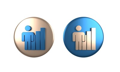 Poster - Colorful Productive human icon isolated on white background. Idea work, success, productivity, vision and efficiency concept. Circle button. 3D render illustration