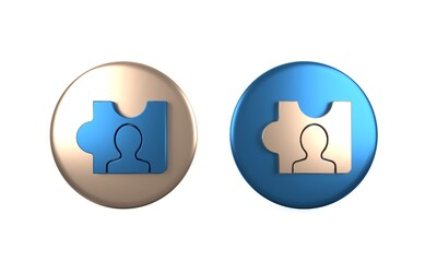 Poster - Colorful Head hunting icon isolated on white background. Business target or Employment sign. Human resource and recruitment for business. Circle button. 3D render illustration