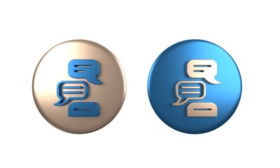 Poster - Colorful Speech bubble chat icon isolated on white background. Message icon. Communication or comment chat symbol. Circle button. 3D render illustration