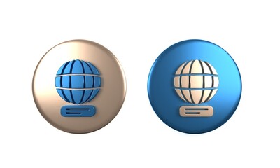 Poster - Colorful Worldwide icon isolated on white background. Pin on globe. Circle button. 3D render illustration
