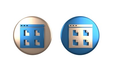 Poster - Colorful Browser files icon isolated on white background. Circle button. 3D render illustration