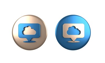 Poster - Colorful Location cloud icon isolated on white background. Circle button. 3D render illustration