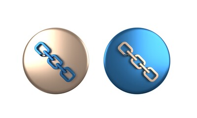 Poster - Colorful Chain link icon isolated on white background. Link single. Hyperlink chain symbol. Circle button. 3D render illustration