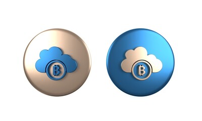 Poster - colorful cryptocurrency cloud mining icon isolated on white background. blockchain technology, bitco