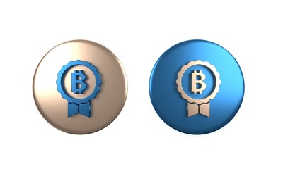 Poster - colorful cryptocurrency coin bitcoin icon isolated on white background. physical bit coin. blockchai