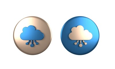 Poster - colorful cryptocurrency cloud mining icon isolated on white background. blockchain technology, bitco